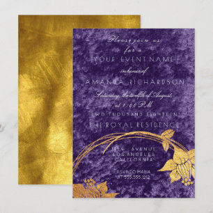 Lila Ultra-Violet-Gold-Blumenstrauß-Velvet Einladung