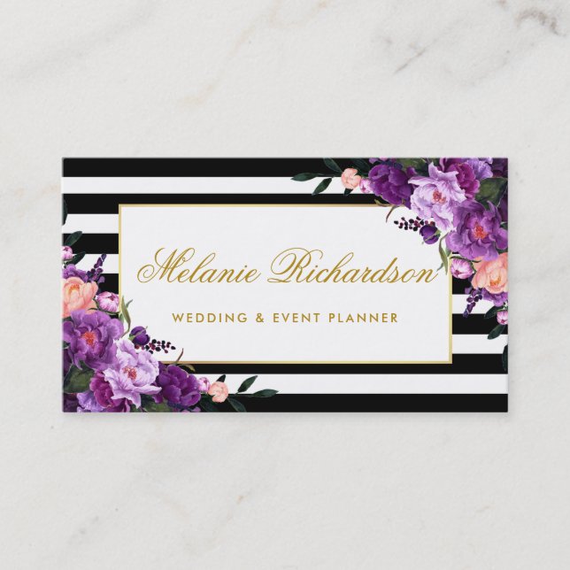 Lila Ultra-Violet-Gold gestreift Visitenkarte (Vorderseite)