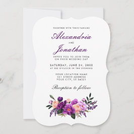 Lila Ultra-Violet-Wasserfarbenblütenhochzeit BG Einladung