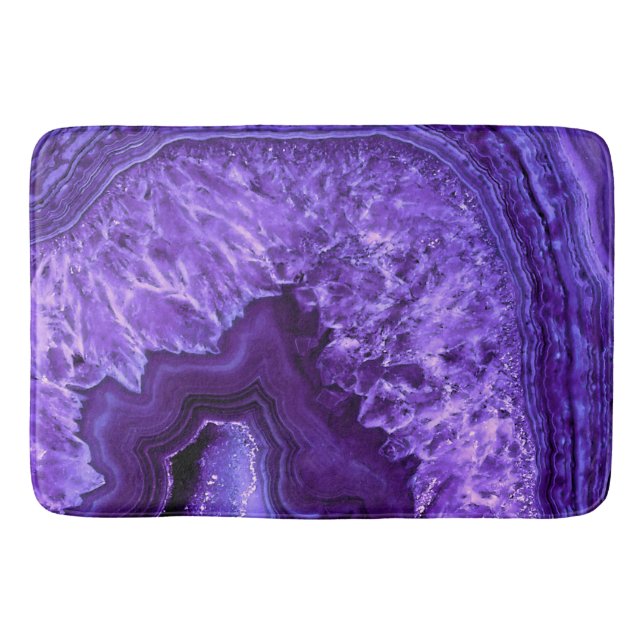 Lila Ultra Violett Agate Mineral Gemstone Badematte (Vorderseite)