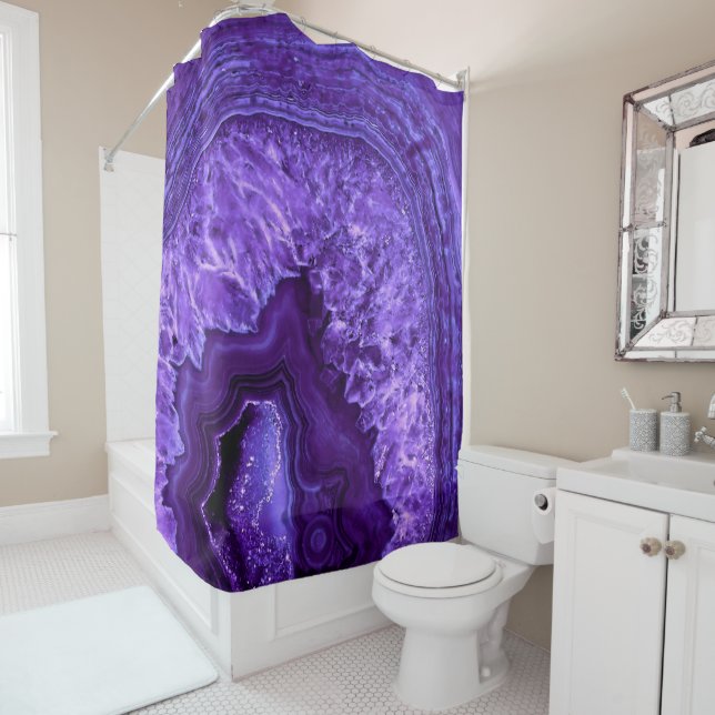 Lila Ultra Violett Agate Mineral Gemstone Duschvorhang (Beispiel)