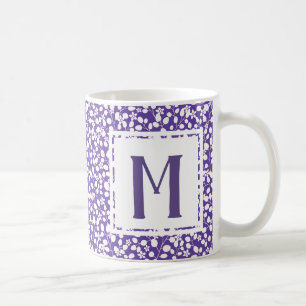 Lila, ultraviolette, weiße Blume, Blumenzweige Kaffeetasse