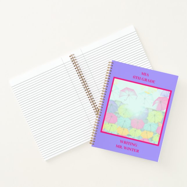 Lila Umbrellas-Klasse Notizbuch (Innenseite)