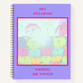 Lila Umbrellas-Klasse Notizbuch