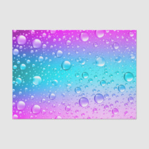 Lila und Aqua-blaue, strahlende Wassertropfen Seidenpapier