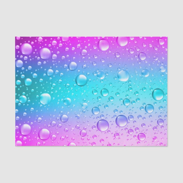 Lila und Aqua-blaue, strahlende Wassertropfen Seidenpapier (Vorderseite)
