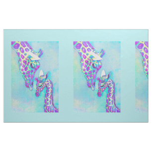 Lila und Aqua-Giraffen groß Stoff