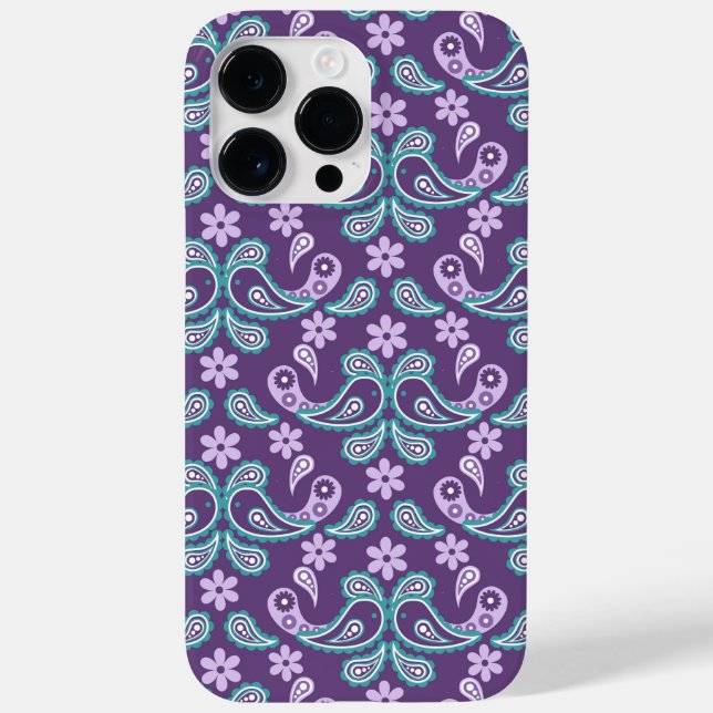 LILA- UND AQUA-PAISLEY-MUSTER Case-Mate iPhone 14 PRO MAX HÜLLE (Rückseite)