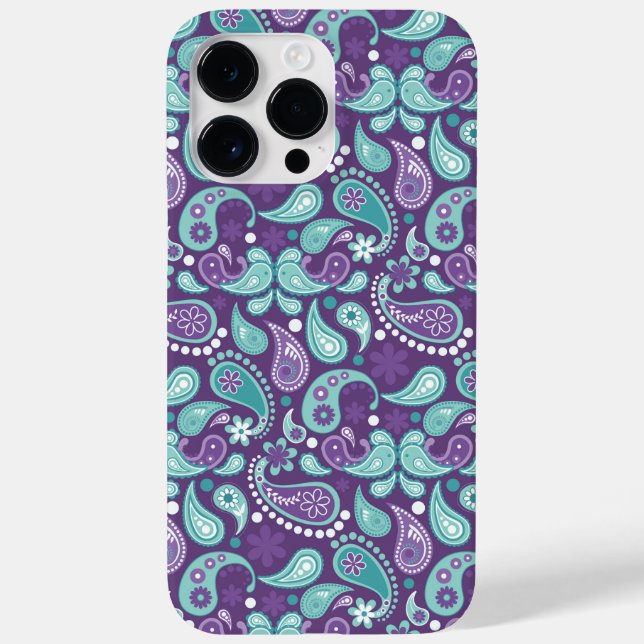 LILA- UND AQUA-PAISLEY-MUSTER Case-Mate iPhone 14 PRO MAX HÜLLE (Rückseite)