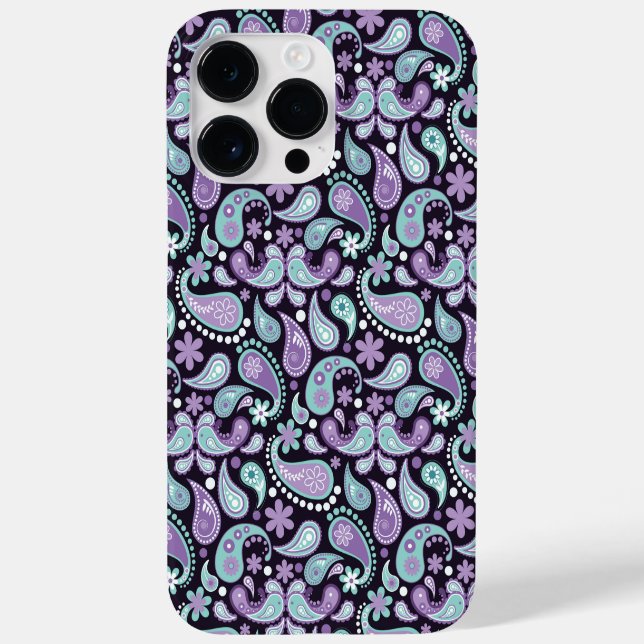 LILA- UND AQUA-PAISLEY-MUSTER Case-Mate iPhone 14 PRO MAX HÜLLE (Rückseite)