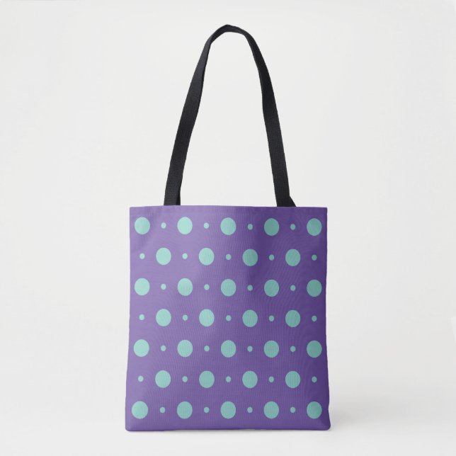 Lila und Aqua Polka Dot Tote Bag Tasche (Vorderseite)
