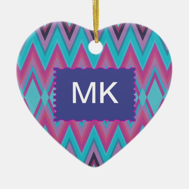 Lila und Aqua-Stämme Keramikornament (Vorne)