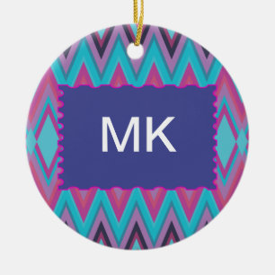 Lila und Aqua-Stämme Keramikornament