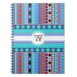 Lila und Aqua-Stammes- Schlag-Zickzack Stripes Notizblock