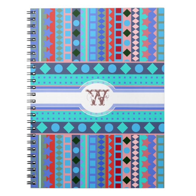 Lila und Aqua-Stammes- Schlag-Zickzack Stripes Notizblock (Vorderseite)