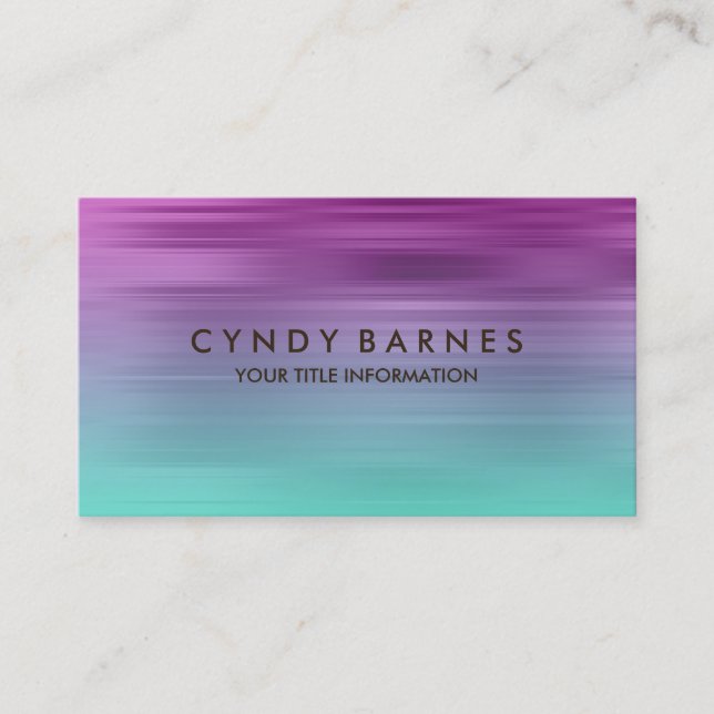 Lila und Aqua Strip Business Card Visitenkarte (Vorderseite)