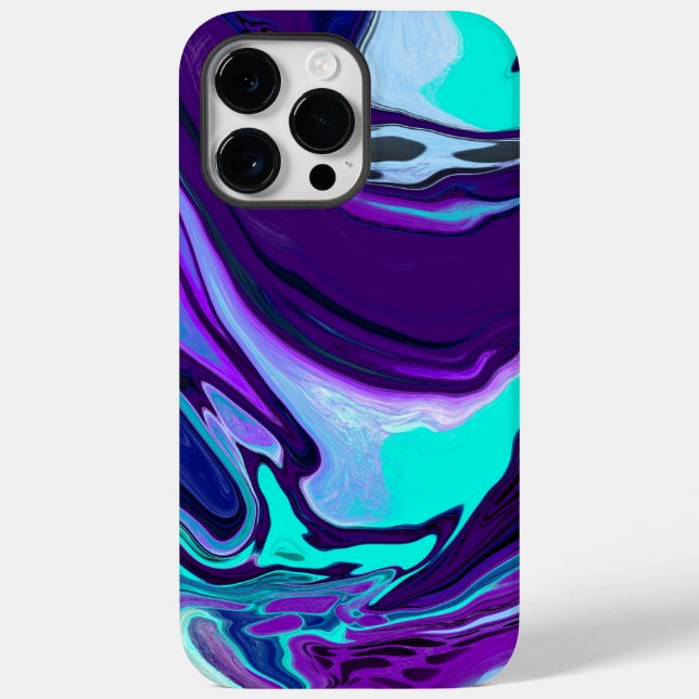 Lila und Aquamarine Abstrakte Fluid Art Case-Mate iPhone 14 Pro Max Hülle (Rückseite)