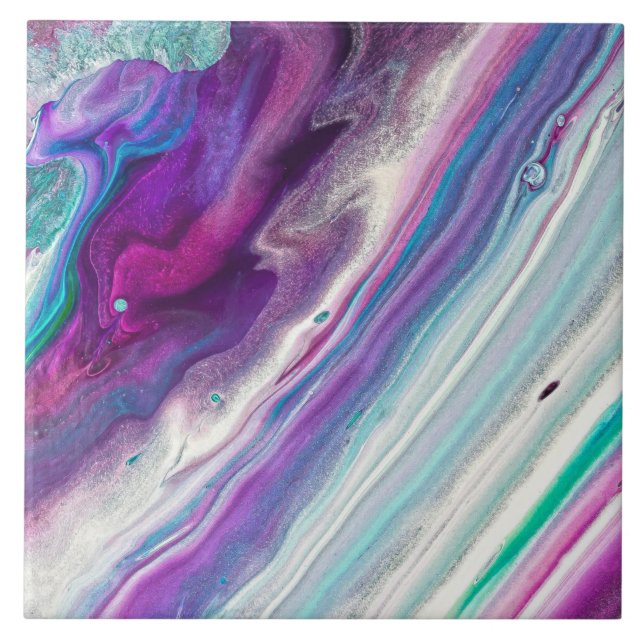 Lila und Aquamarine Acryldrucklackierung Fliese (Vorderseite)