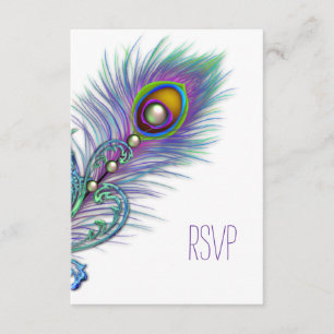 Lila und Aquamarine Blue Peacock UAWG RSVP Karte