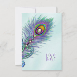 Lila und Aquamarine Blue Peacock UAWG RSVP Karte