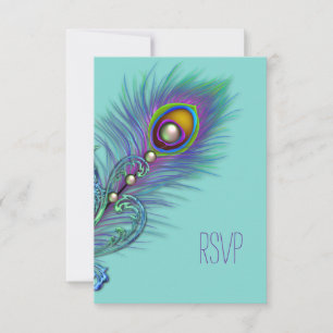 Lila und Aquamarine Blue Peacock UAWG RSVP Karte