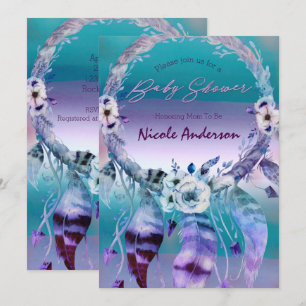 Lila und Aquamarine Dream Catcher Boho Chic Baby D Einladung