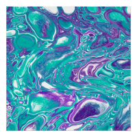 Lila und Aquamarine Fluid Art Marmor wie Blasen