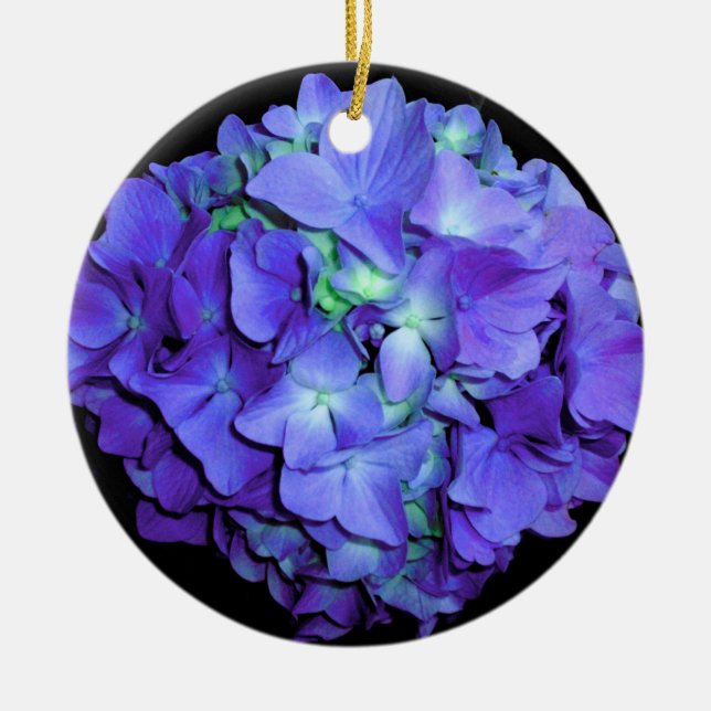 Lila und aquamarine Hydrangea, lila blaue Blumen Keramik Ornament (Vorne)