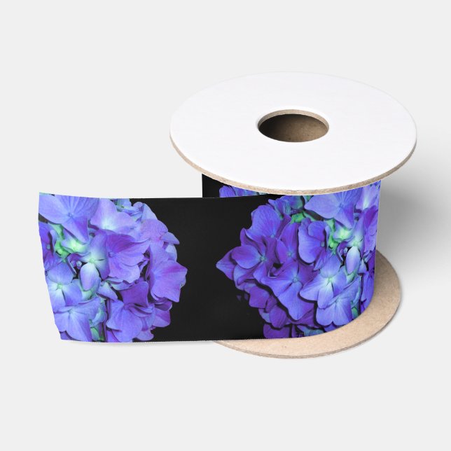 Lila und aquamarine Hydrangea, lila blaue Blumen Satinband (Spule)