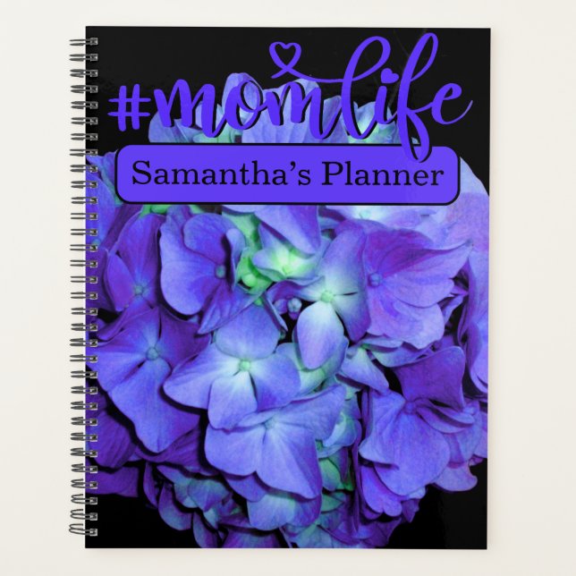 Lila und aquamarine Hydrangea, #momlife Planer (Vorderseite)