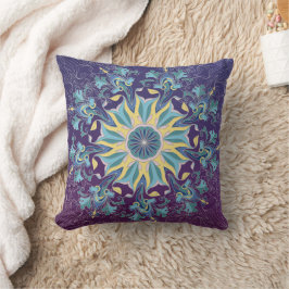 Lila und Aquamarine Mandala Throw Kissen
