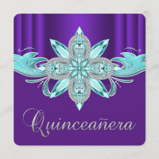 Lila und Aquamarine Quinceanera Einladung