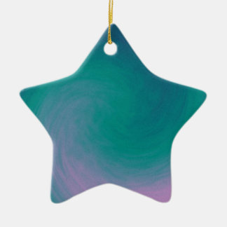 Lila und aquamarine Strudel-Stern-Verzierung Keramikornament