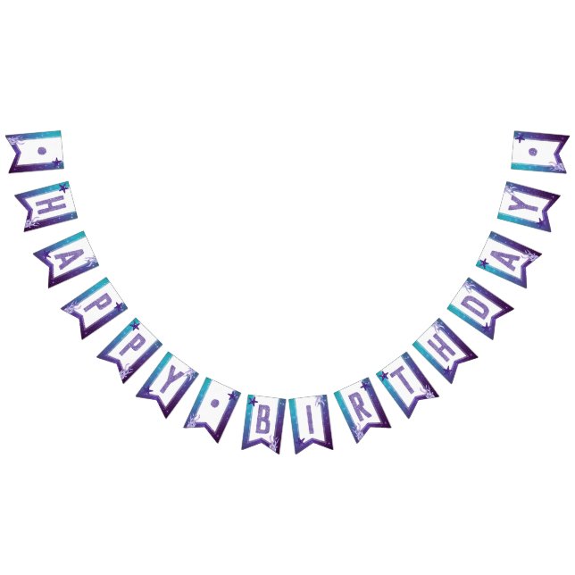 Lila und Aquamarine Wasserfarbe Starfish Happy Geb Wimpelkette (Alle)