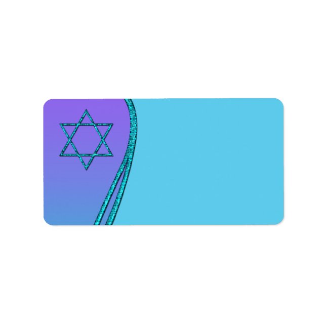 Lila und Aquamariner Blue Star von David Address L Adressaufkleber (Vorne)