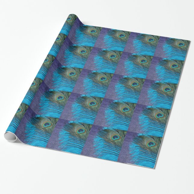 Lila und aquamariner Pfau Geschenkpapier (Ungerollt)