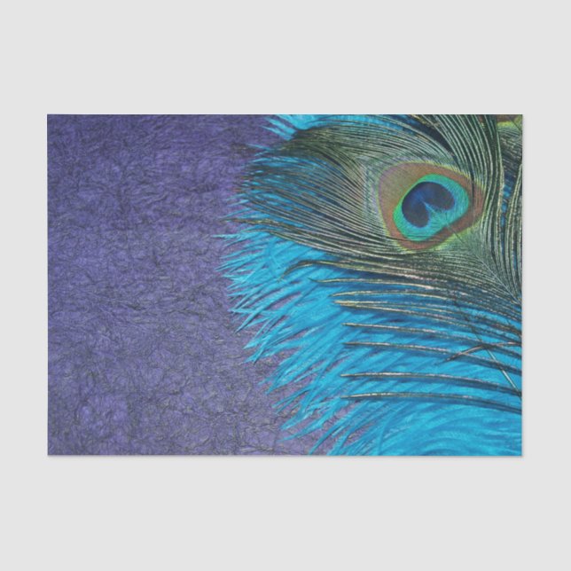 Lila und aquamariner Pfau Seidenpapier (Vorderseite)