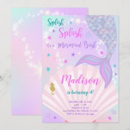 Lila und Aquamariner Schwanz Mermaid Geburtstag Ei Einladung