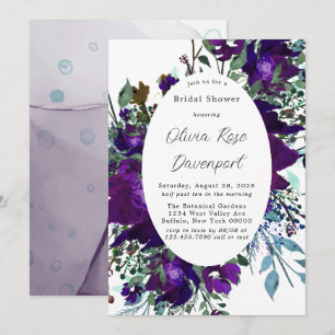 Lila und Aquamarines botanisches Brautparty Einladung
