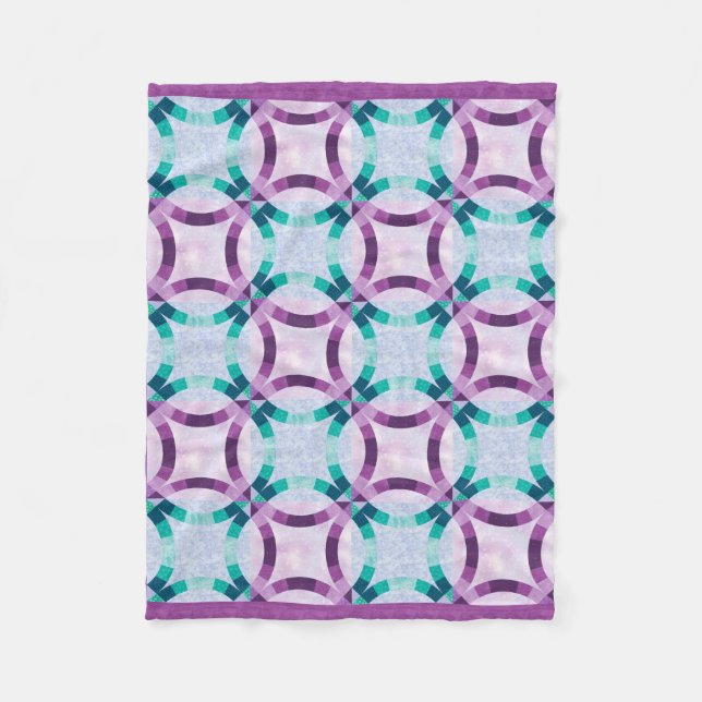 Lila und Aquamarines Hochzeitsring-Design Fleecedecke (Vorderseite)