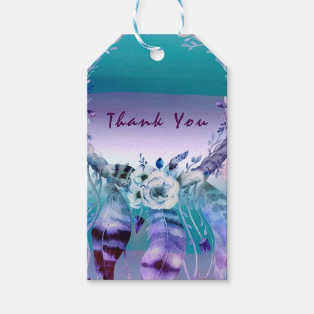 Lila und Aquamarines Traumhaus Boho Chic Gastgesch Geschenkanhänger (Vorderseite)