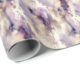 Lila und Beige Abstrakte Aquarellmalerei Geschenkpapier
