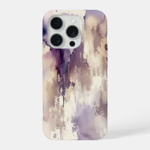 Lila und Beige Abstrakte Aquarellmalerei iPhone 15 Pro Hülle