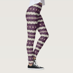 Lila und Beige Mandala Kaleidoscope Medallion Leggings