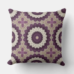 Lila und beige Mandala kühne geometrische Muster Kissen