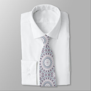 Lila und Blau geometrisches Mandala-Muster Krawatte