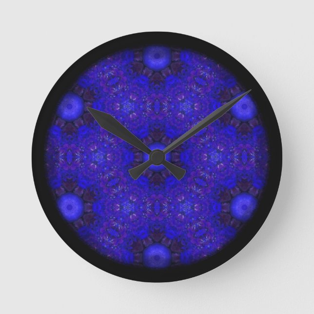Lila und blau in 3D Runde Wanduhr (Vorderseite)