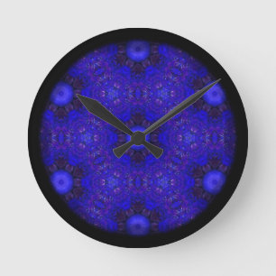 Lila und blau in 3D Runde Wanduhr
