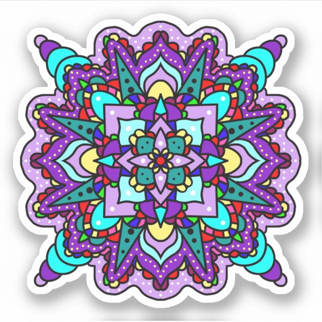 Lila und blau Mandala Mystical Aufkleber (Vorderseite)