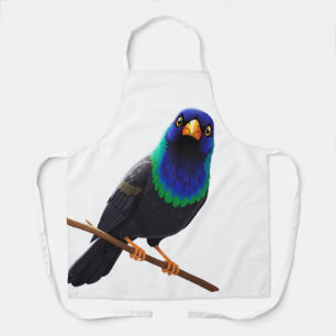 Lila und Blau schillernder Vogel Schürze